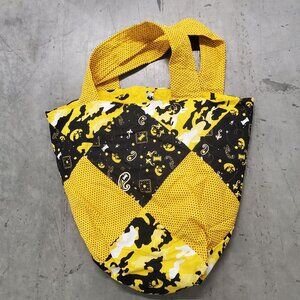 Handcrafted Iowa Hawkeyes Patchwork Tote Bag Yellow & Black 16"x16" Cotton Blend